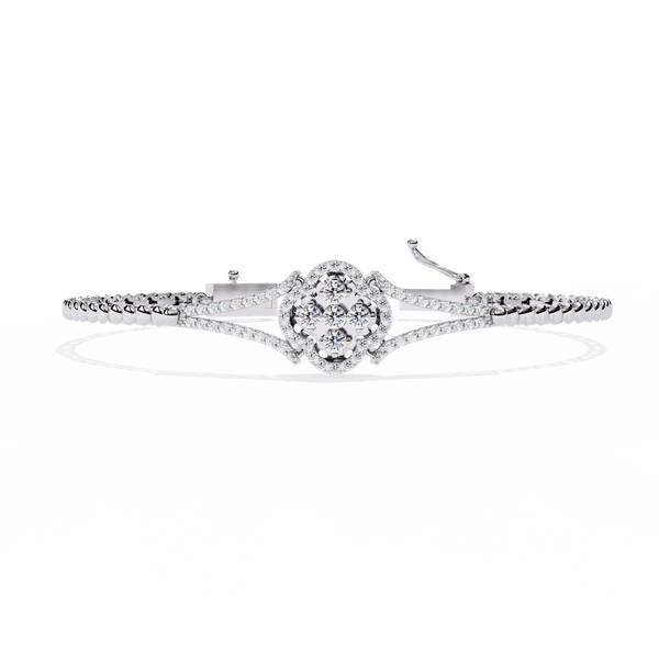 Oval Pave Dome Accent Bangle