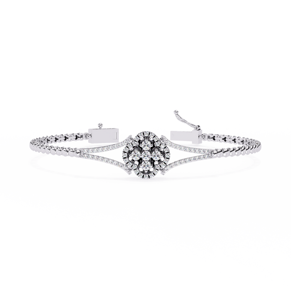 Oval Pave Dome Accent Bangle