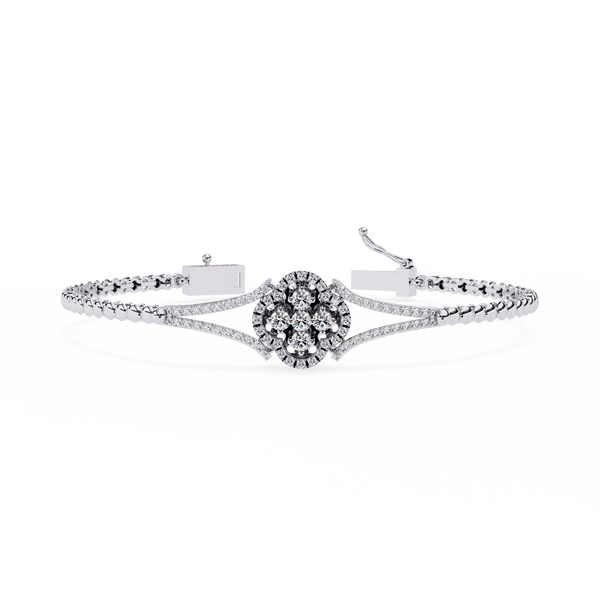 Oval Pave Dome Accent Bangle