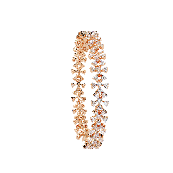 Rigid Petal Cluster Diamond Link Bracelet