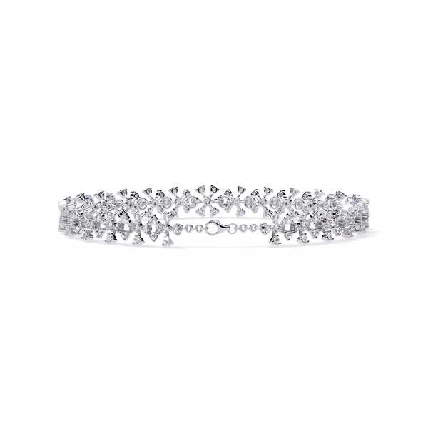 Rigid Petal Cluster Diamond Link Bracelet