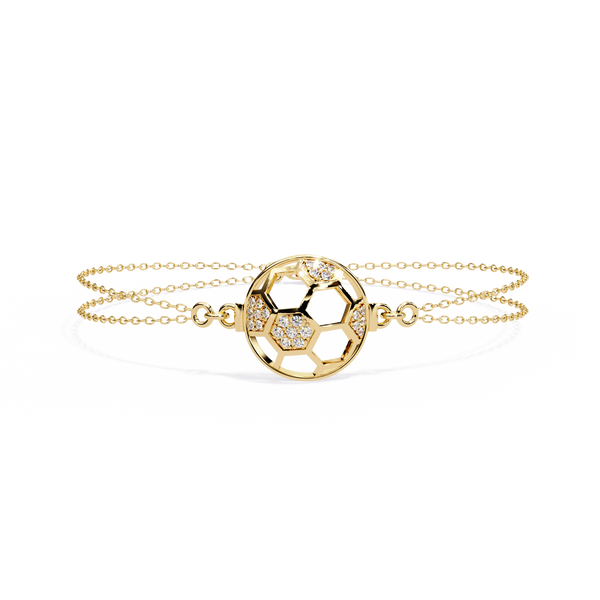 Diamond Soccer Ball Triple-Chain Bracelet