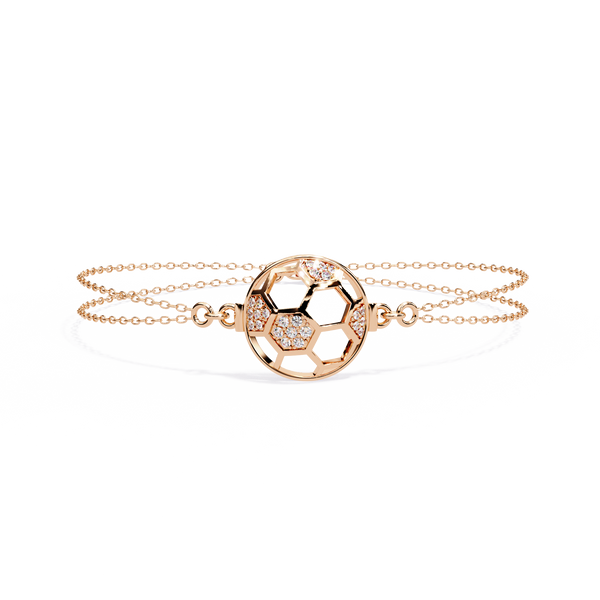 Diamond Soccer Ball Triple-Chain Bracelet