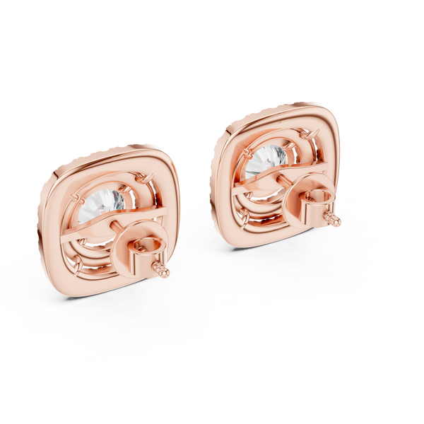 Imperial Double Halo Cushion Studs