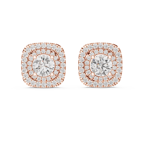 Imperial Double Halo Cushion Studs