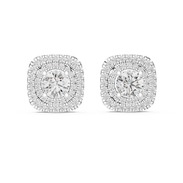 Imperial Double Halo Cushion Studs