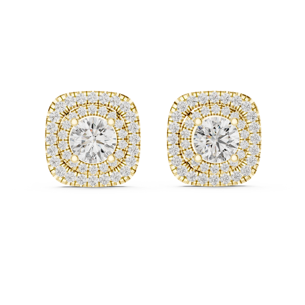 Imperial Double Halo Cushion Studs