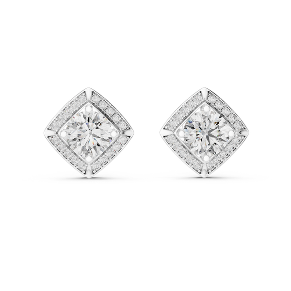 Geometric Halo Diamond Earrings