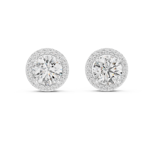 Hexagonal Halo Round Diamond Studs