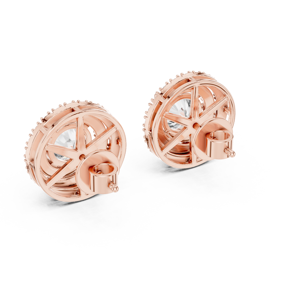 Opulent Double Halo Rose Gold Earrings