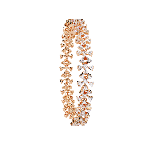 Rigid Petal Cluster Diamond Link Bracelet