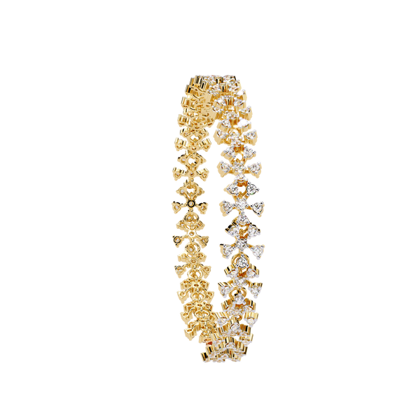 Rigid Petal Cluster Diamond Link Bracelet