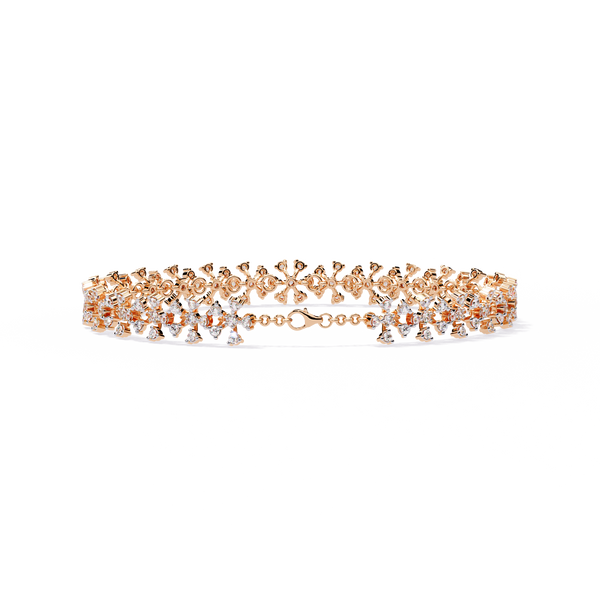 Rigid Petal Cluster Diamond Link Bracelet