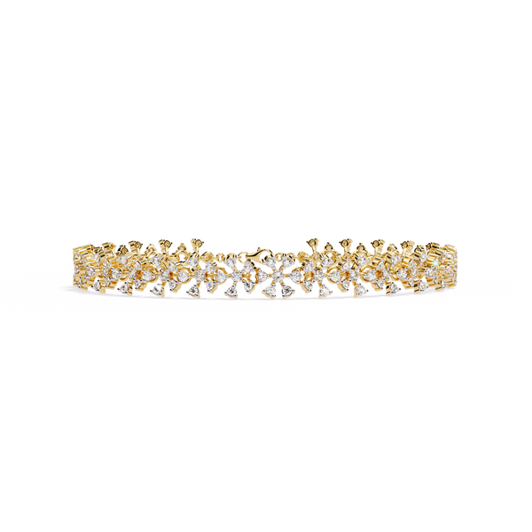 Rigid Petal Cluster Diamond Link Bracelet