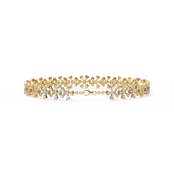 Rigid Petal Cluster Diamond Link Bracelet