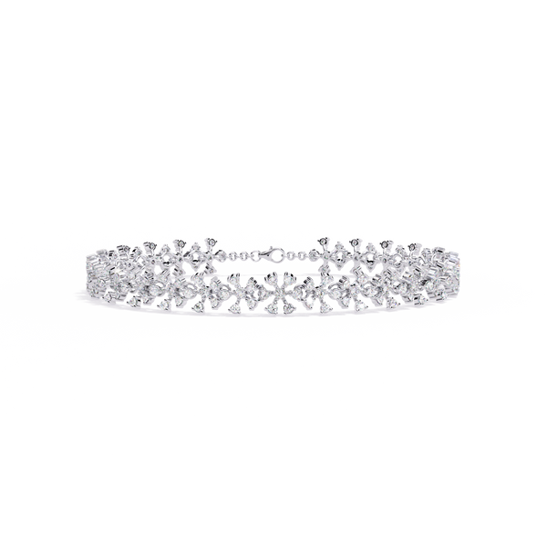 Rigid Petal Cluster Diamond Link Bracelet