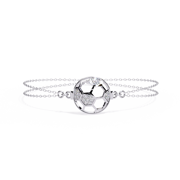 Diamond Soccer Ball Triple-Chain Bracelet