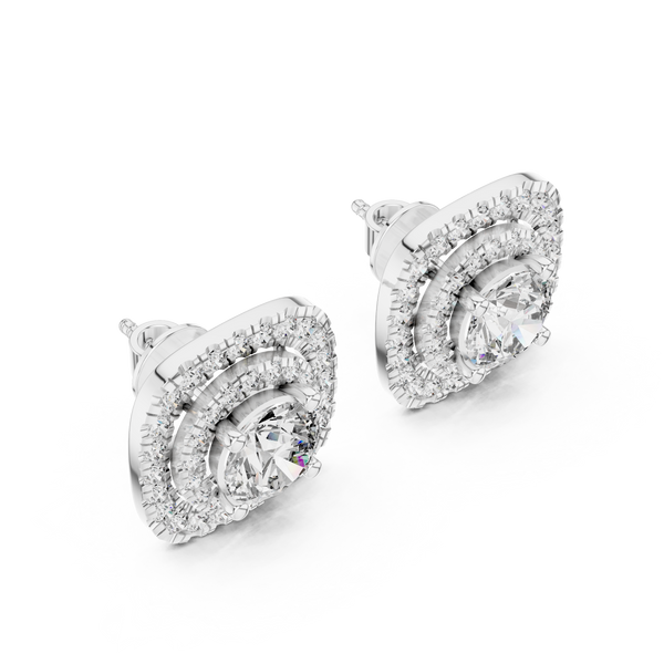 Imperial Double Halo Cushion Studs