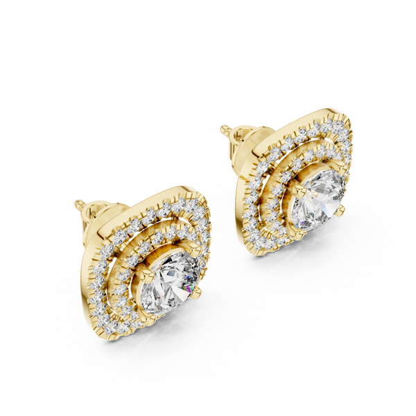 Imperial Double Halo Cushion Studs