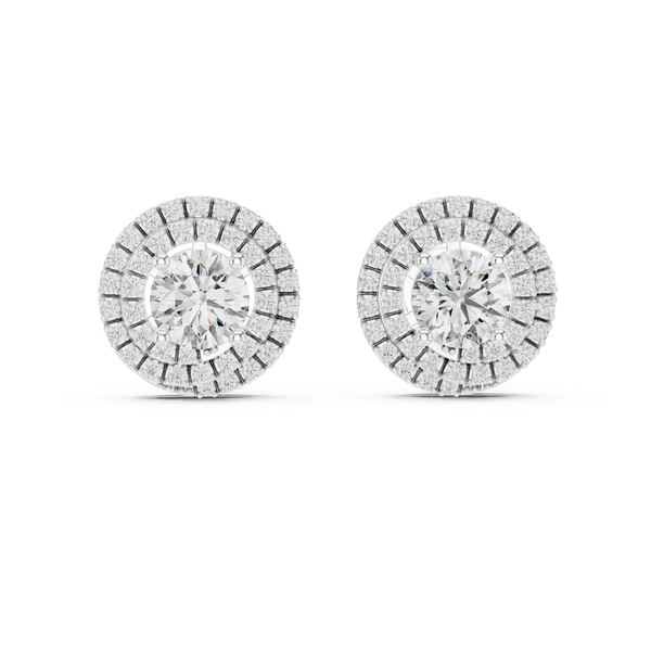 Opulent Double Halo Rose Gold Earrings